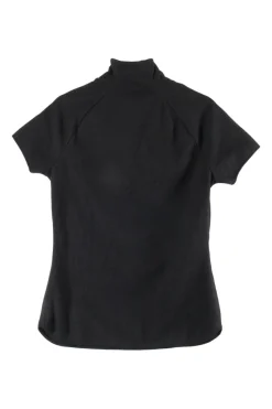 Black polyester mock neck raglan sleeve top