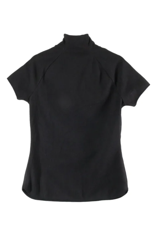 Black polyester mock neck raglan sleeve top
