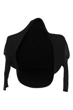 Black polyester plissé shrug