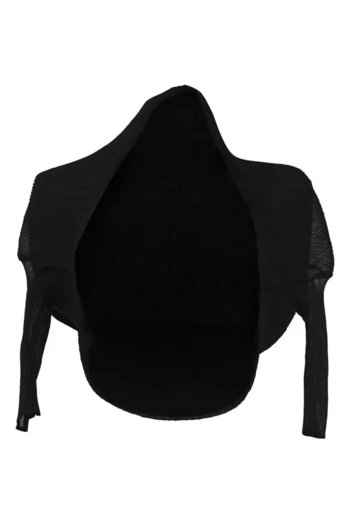 Black polyester plissé shrug