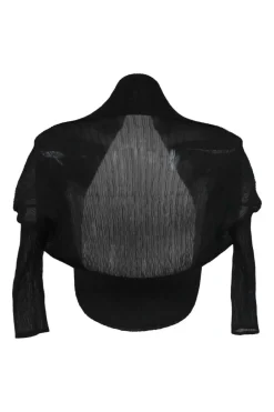 Black polyester plissé shrug