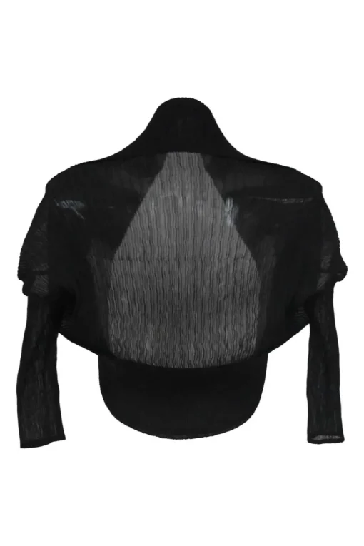Black polyester plissé shrug