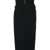 Black polyester pullover V-neck shift sack dress