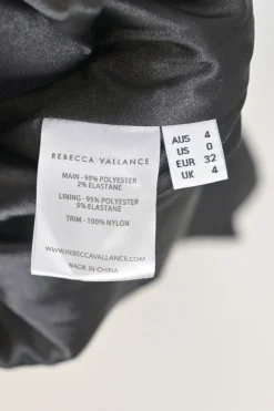 Black polyester-blend cloqué Andie one-shoulder side-slit sheath dress with single gathered puff sleeve