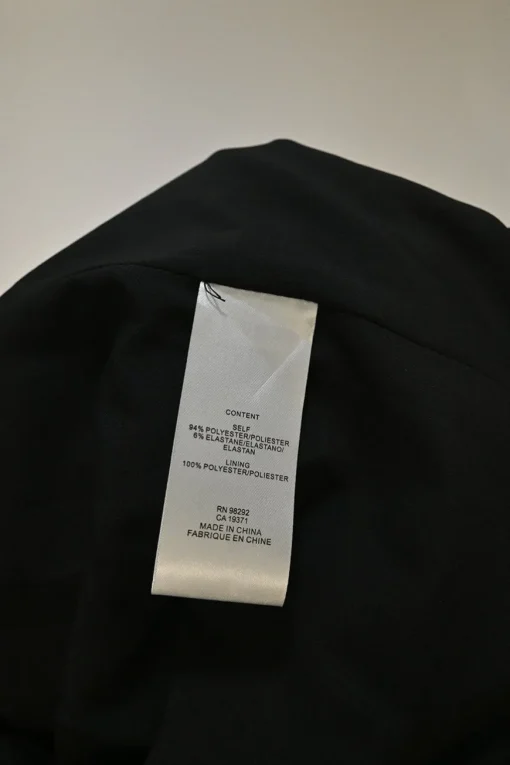 Black polyester-blend crewneck pullover flounce sleeve shift dress