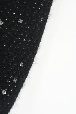 Black polyester-blend fantasy bouclé tweed tailored pencil skirt