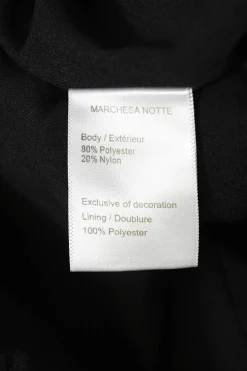 Black polyester-blend floral brocade one-shoulder gown