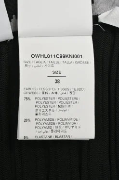 Black polyester-blend interlock plissé knit pull-on A-line skirt with logo jacquard waistband
