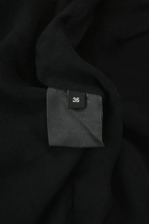 Black raw edge cotton ruched mini dress with plissé flutter sleeves
