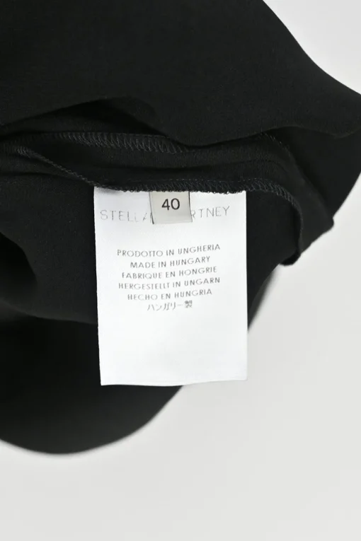 Black rayon-blend shift with oversized gathered tulip sleeve