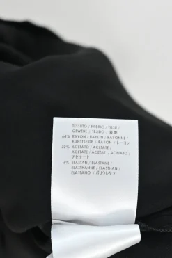 Black rayon-blend shift with oversized gathered tulip sleeve