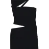 Black rayon-blend Vivien one-shoulder cutout mini sheath bandage dress