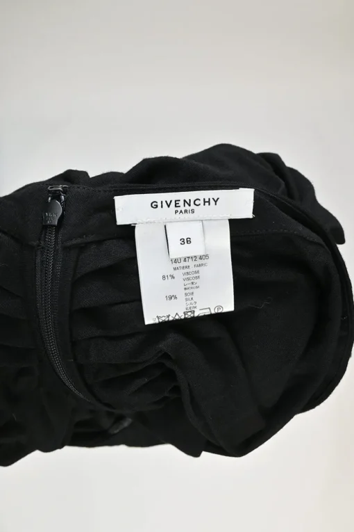 Black ruched viscose-silk blend strapless jersey dress