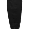 Black semi-sheer cotton pull-on high-rise tulip midi skirt with elasticated waistband