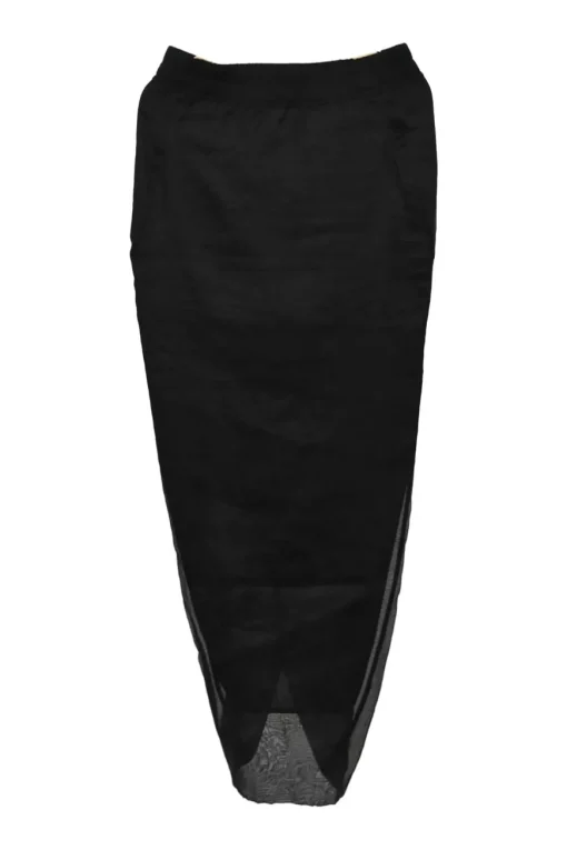 Black semi-sheer cotton pull-on high-rise tulip midi skirt with elasticated waistband