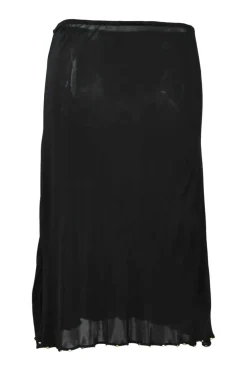 Black semi-sheer pull-on low-rise slip skirt