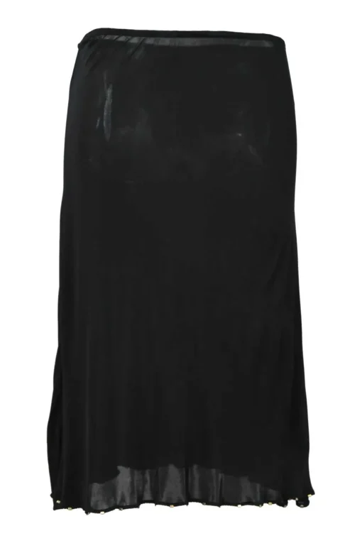 Black semi-sheer pull-on low-rise slip skirt