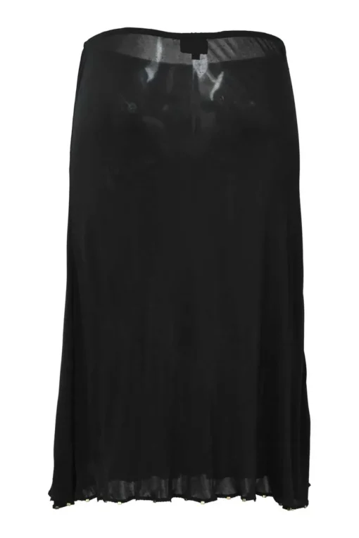 Black semi-sheer pull-on low-rise slip skirt