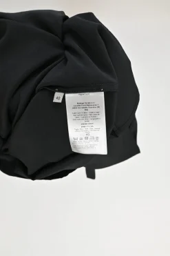 Black silk pussy-bow blouse with keyhole back