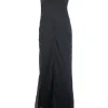 Black silk sheer maxi dress with stitch detail on the bust and camisole on the inside.