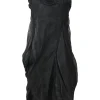 Black silk-blend mixed-media sleeveless shift dress