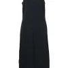 Black triacetate slip dress with fringe hem