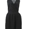 Black triacetate-blend wrap-effect skater dress