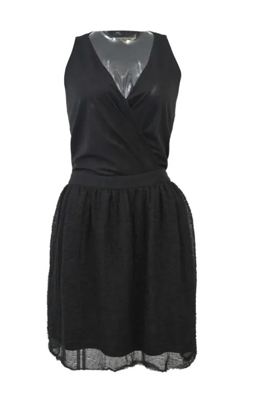Black triacetate-blend wrap-effect skater dress