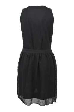 Black triacetate-blend wrap-effect skater dress