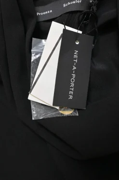 Black twist-drape triacetate-blend long sleeve sheath dress with slash neck and spiral seams