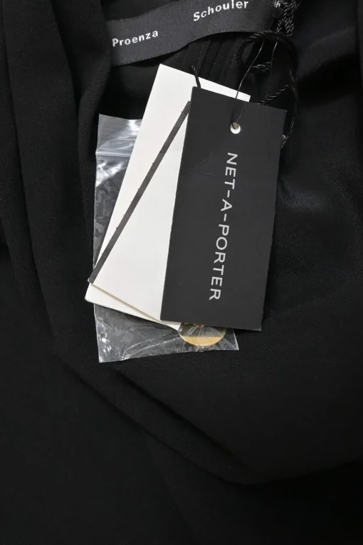 Black twist-drape triacetate-blend long sleeve sheath dress with slash neck and spiral seams