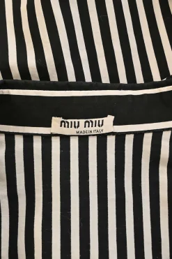Black two-tone graphic stripe cotton poplin dagger collar button-front shirt
