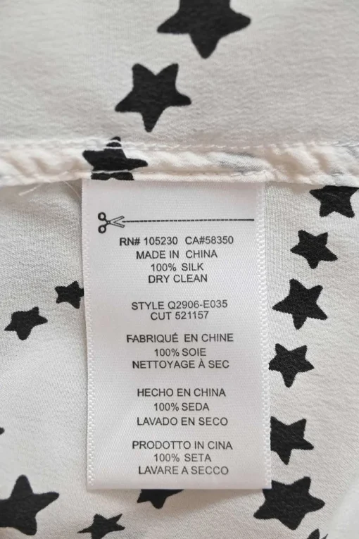Black two-tone silk star print spread collar button-front shirt with cargo chest patch pockets