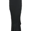Black virgin wool-blend layered-effect spiral bandage knit mermaid maxi skirt