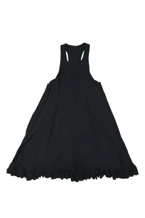 Black viscose swing-style racerback shift dress