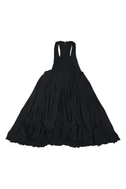 Black viscose swing-style racerback shift dress