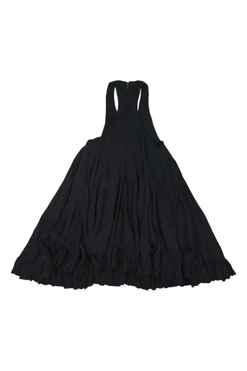 Black viscose swing-style racerback shift dress