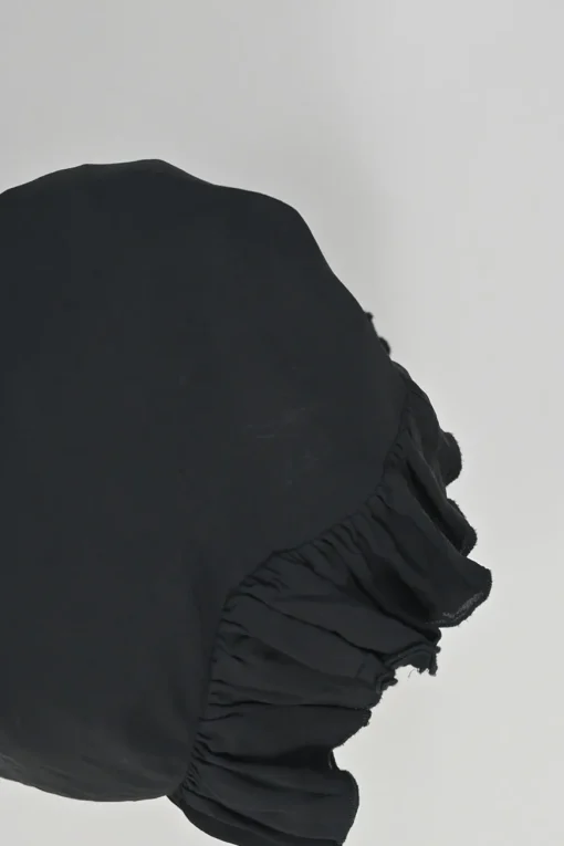 Black viscose swing-style racerback shift dress