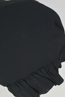 Black viscose swing-style racerback shift dress