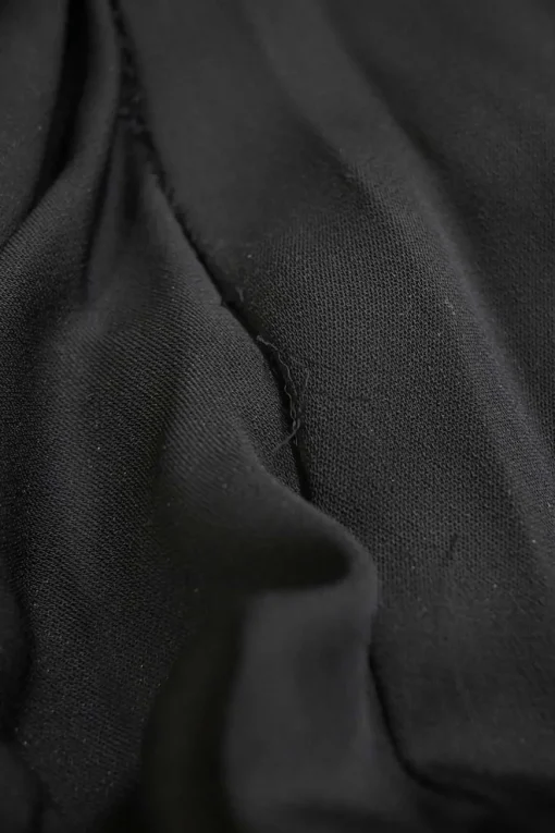 Black viscose-blend asymmetric ruched pencil skirt