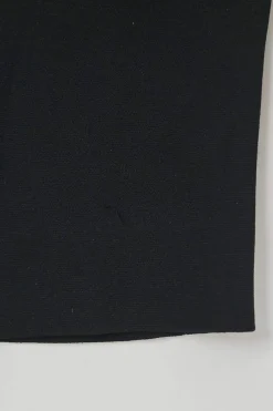 Black viscose-blend bateau neck open-back long sleeve mini dress