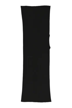 Black viscose-blend convertible jersey knit shift sack dress with side rib cutout
