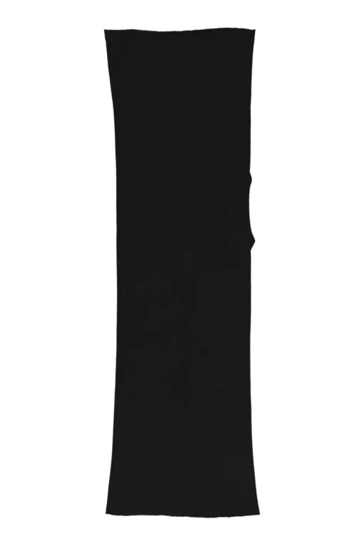 Black viscose-blend convertible jersey knit shift sack dress with side rib cutout