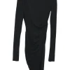 Black viscose-blend draped jersey asymmetric micro-mini dress