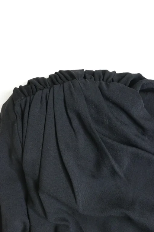 Black viscose-blend draped jersey asymmetric micro-mini dress