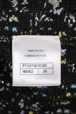 Black viscose-blend fantasy bouclé knit fringe cardigan jacket
