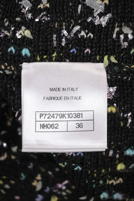 Black viscose-blend fantasy bouclé knit fringe cardigan jacket