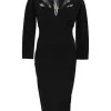 Black viscose-blend interlock knit cutout bustier sheath dress