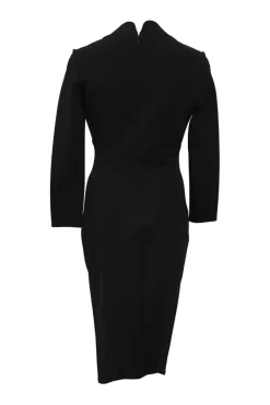 Black viscose-blend interlock knit cutout bustier sheath dress