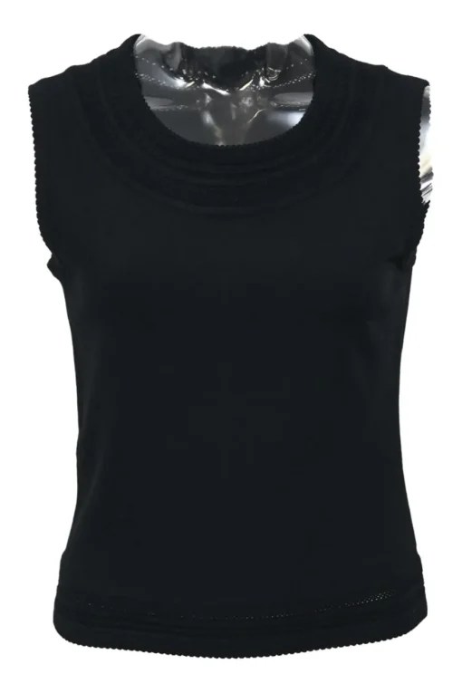Black viscose-blend jersey scoop neck tank top
